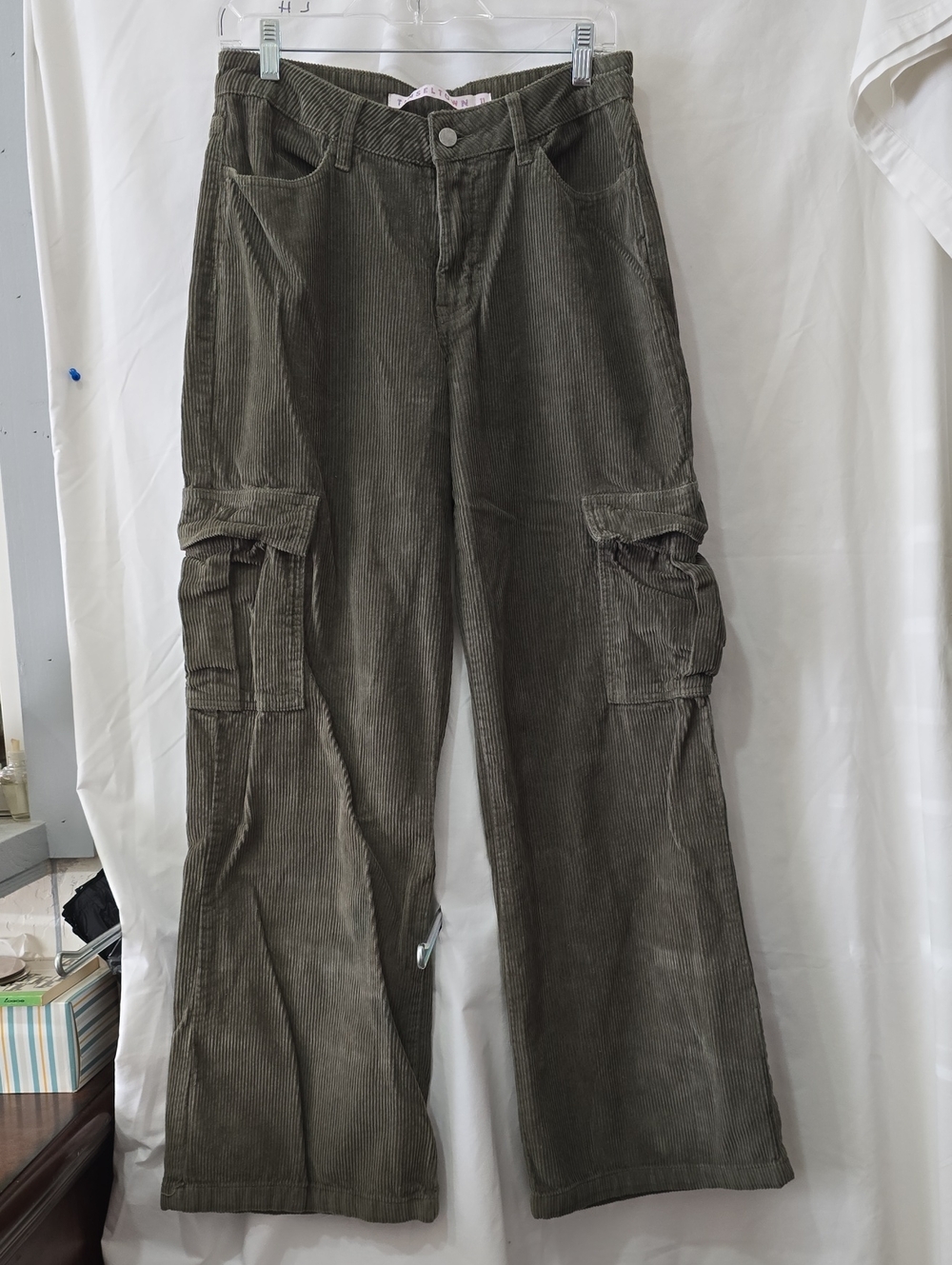 Tinseltown Olive Corduroy Cargo Pants for Women